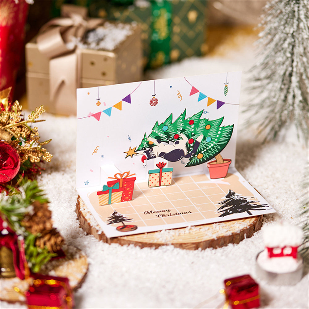 Christmas 3D Pop Up Card Christmas Cat Greeting Card