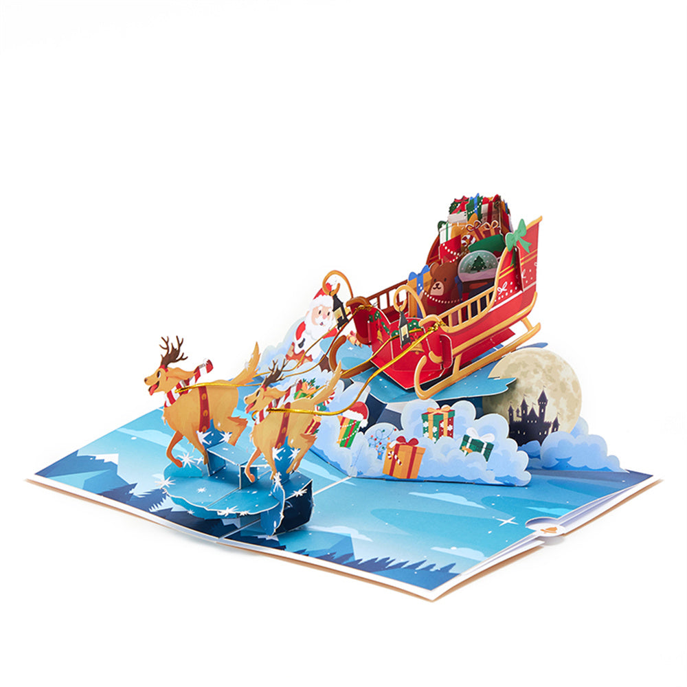 Christmas 3D Pop Up Card Christmas Dog Sledding Greeting Card