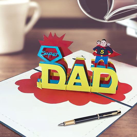 Father's Day Card Super Dad 3D Pop Up Greeting Card for Him