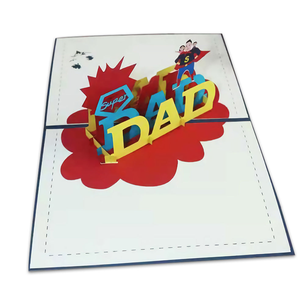 Father's Day Card Super Dad 3D Pop Up Greeting Card for Him