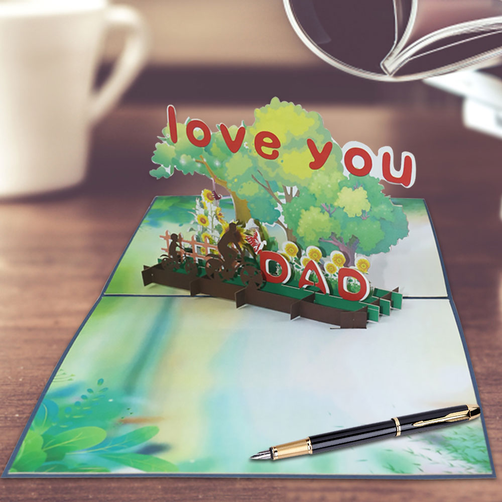 Father's Day Card I Love You Dad 3D Pop Up Greeting Card for Him