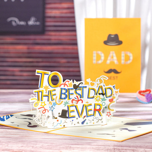 Father's Day Card Best Dad Ever 3D Pop Up Greeting Card for Him