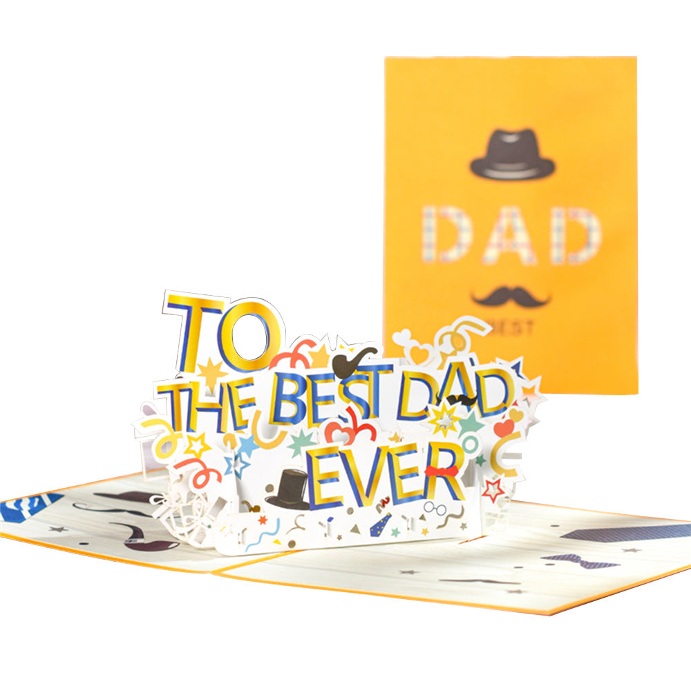 Father's Day Card Best Dad Ever 3D Pop Up Greeting Card for Him