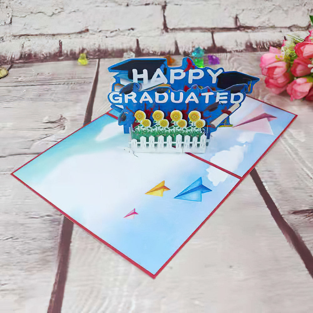 Congrats Graduation Sunflower 3D Pop Up Card Newly Grads Congratulations Greeting Card