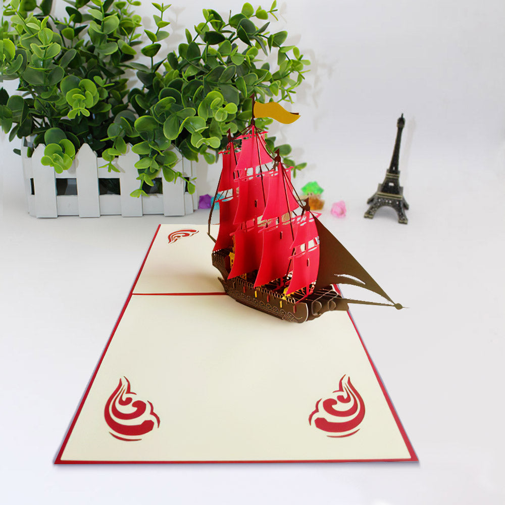 Congrats Graduation Ship 3D Pop Up Card Newly Grads Congratulations Greeting Card