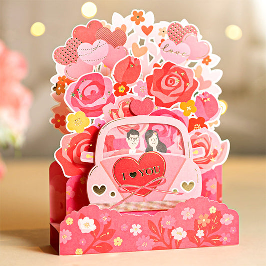 Creative 3D Pop Up Greeting Card Pink Flower Card