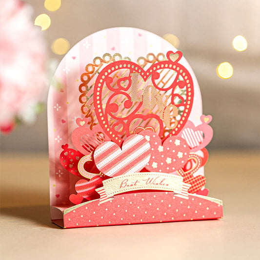 Creative Best Wish 3D Pop Up Greeting Card Red Heart Card