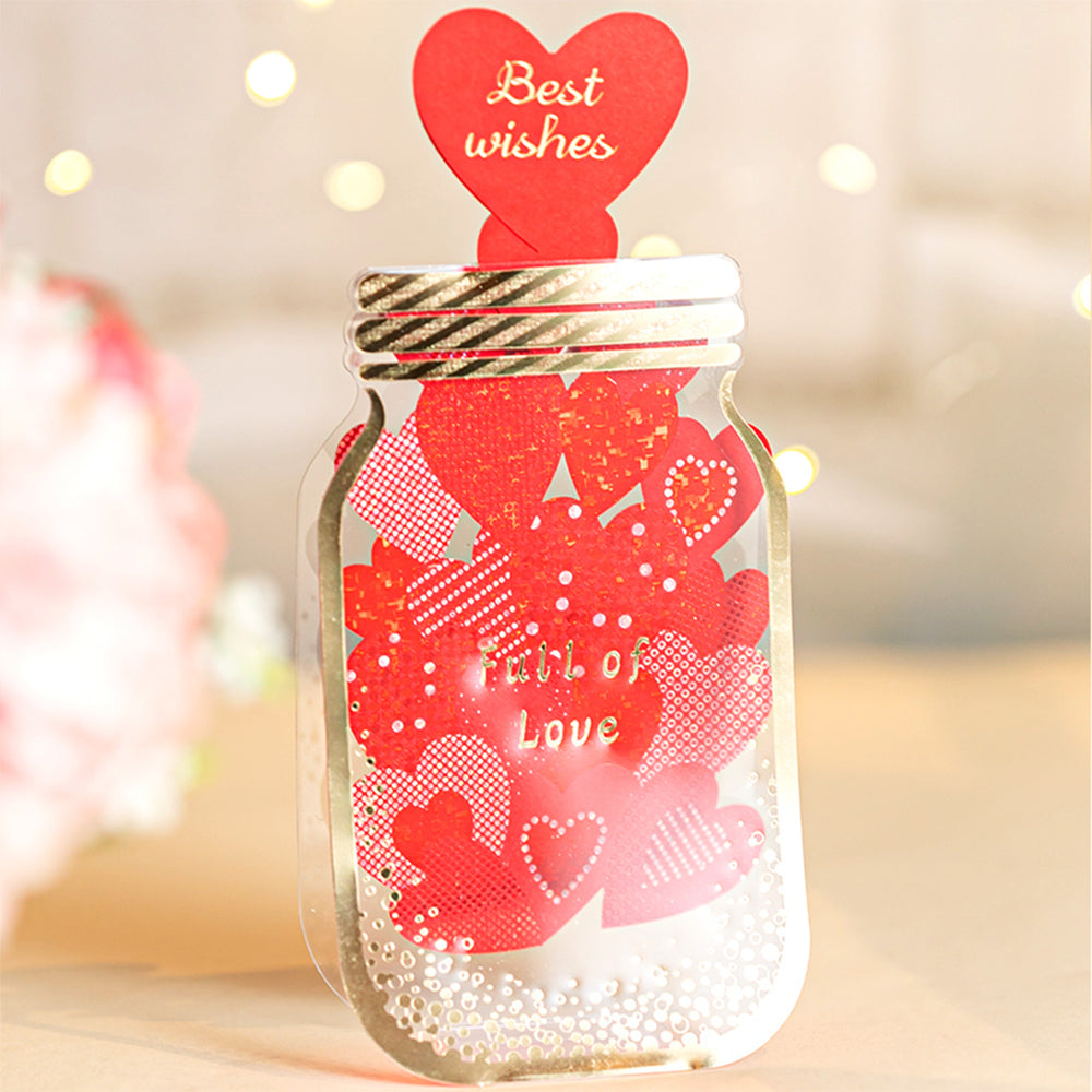 Creative 3D Pop Up Greeting Card Bottle Heart Card