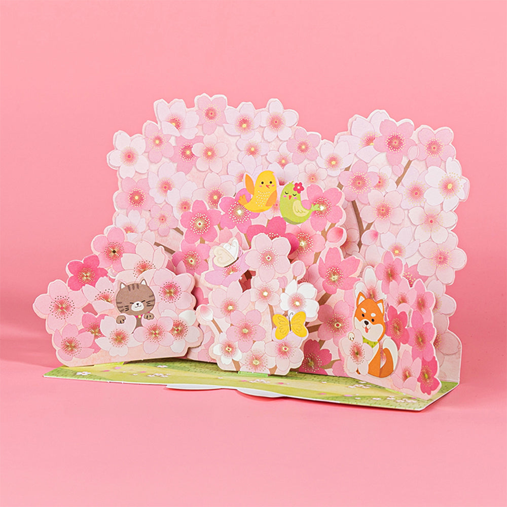 Creative 3D Pop Up Greeting Card Cattery Sakura Card