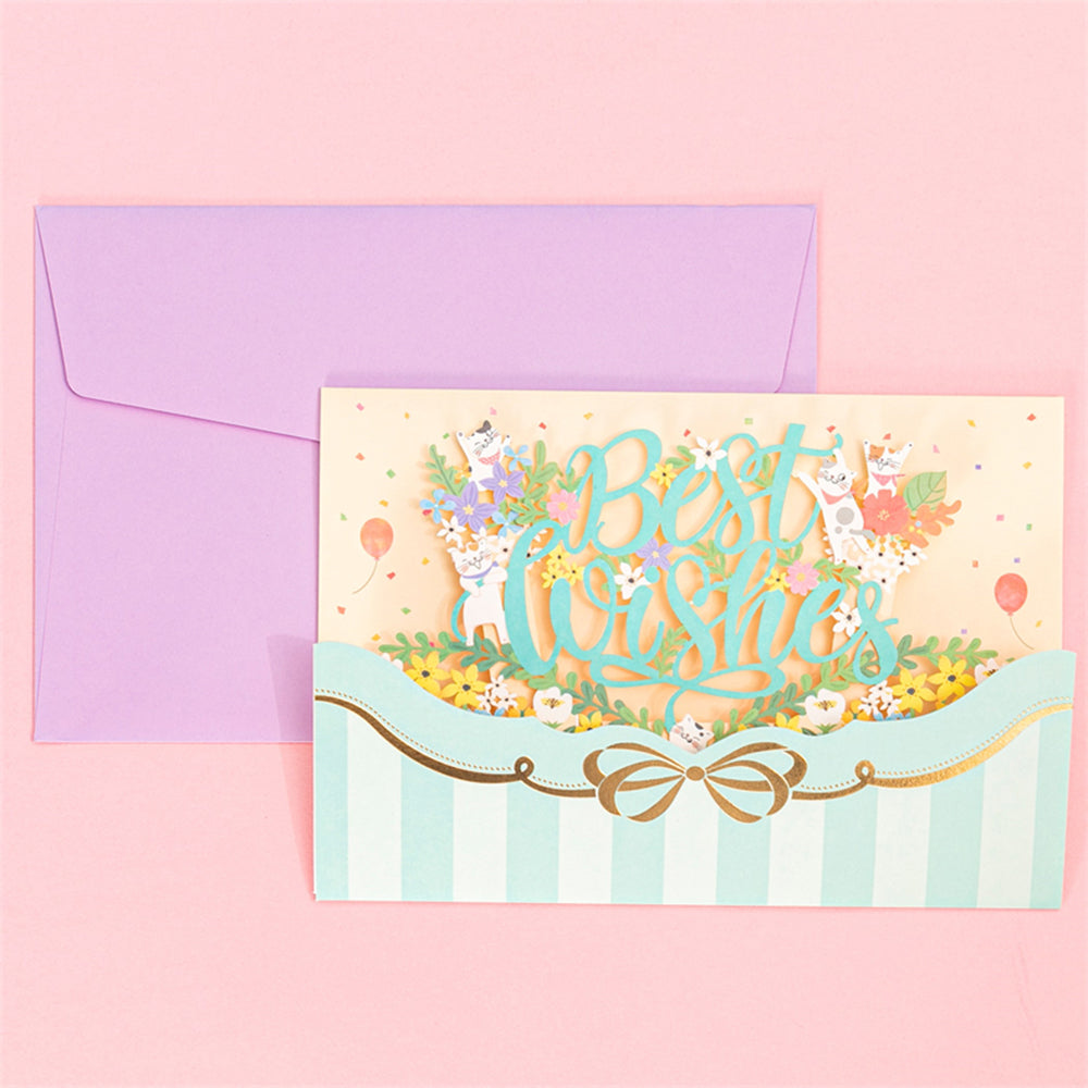 Creative 3D Pop Up Greeting Card Best Wishes Flower Card