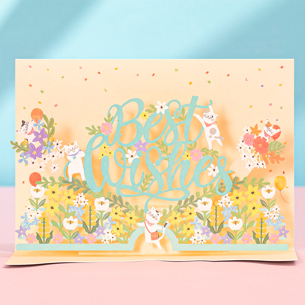 Creative 3D Pop Up Greeting Card Best Wishes Flower Card