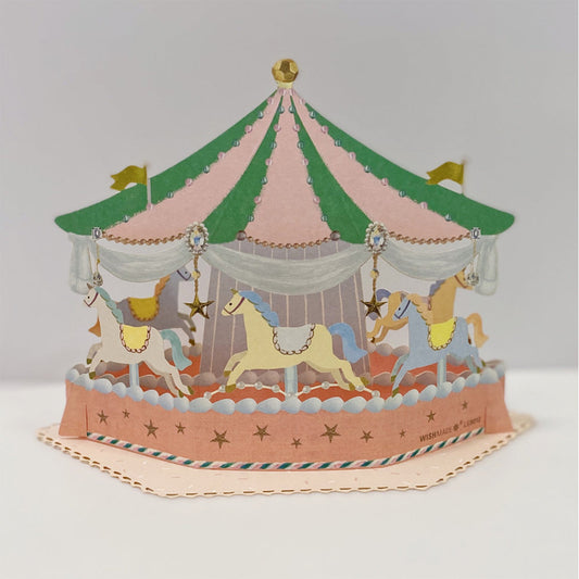 Creative 3D Pop Up Greeting Card Happy Carousel Card