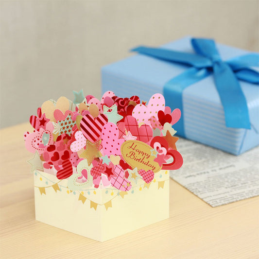 Creative 3D Pop Up Greeting Card Heart Star Box Card