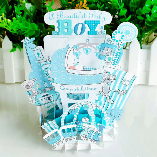 Creative 3D Pop Up Greeting Card Newborn Boy Pop Up Card