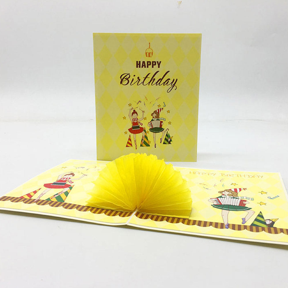 Creative 3D Pop-Up Birthday Card Yellow Honeycomb Birthday Cake Pop Up Greeting Card