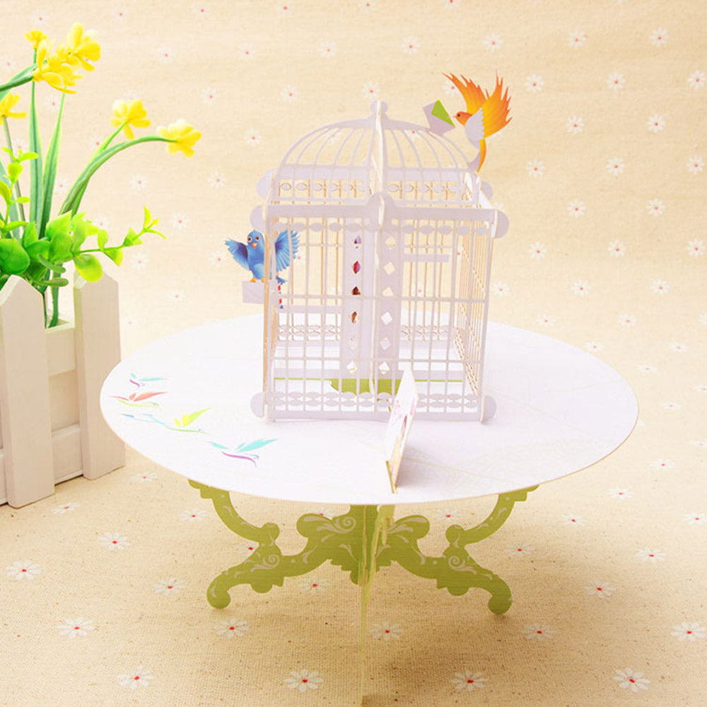 Creative 3D Pop-Up Birthday Card Birdcage Pop Up Greeting Card