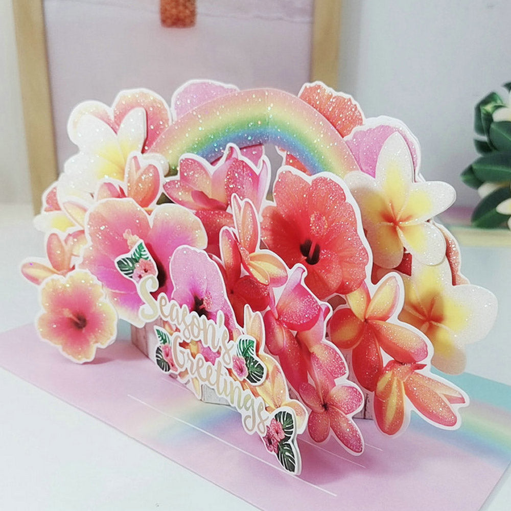 Creative 3D Pop-Up Card Rainbow Flowers Pop Up Greeting Card