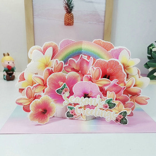 Creative 3D Pop-Up Card Rainbow Flowers Pop Up Greeting Card