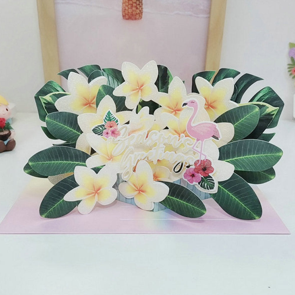 Creative 3D Pop-Up Card Flower Flamingo Pop Up Greeting Card