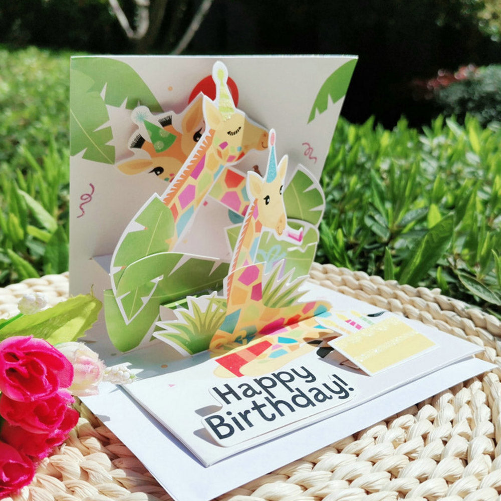 Creative 3D Pop-Up Birthday Card Giraffe Pop Up Greeting Card