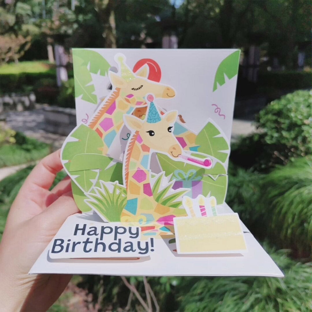 Creative 3D Pop-Up Birthday Card Giraffe Pop Up Greeting Card