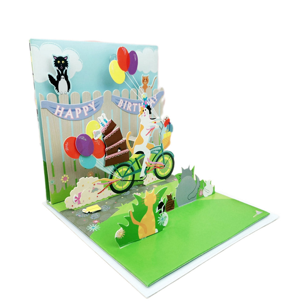 Creative 3D Pop-Up Birthday Card Cat Pop Up Greeting Card