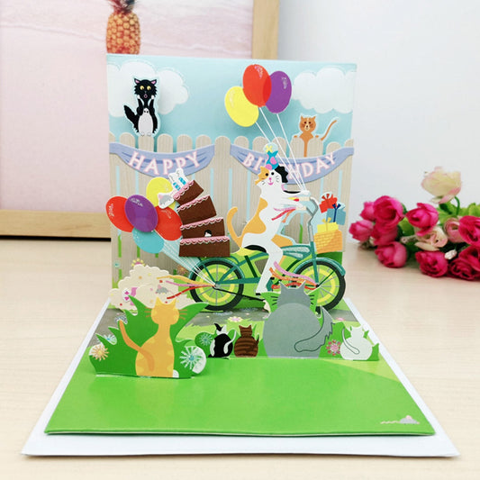 Creative 3D Pop-Up Birthday Card Cat Pop Up Greeting Card