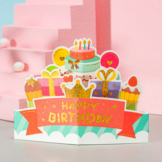 Creative 3D Pop-Up Birthday Card Cake Gift Box Pop Up Greeting Card