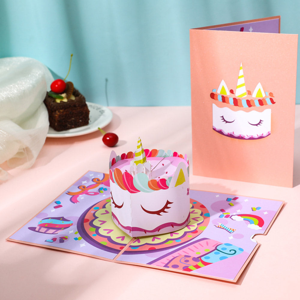 Creative 3D Pop-Up Card Unicorn Cake Pop Up Greeting Card