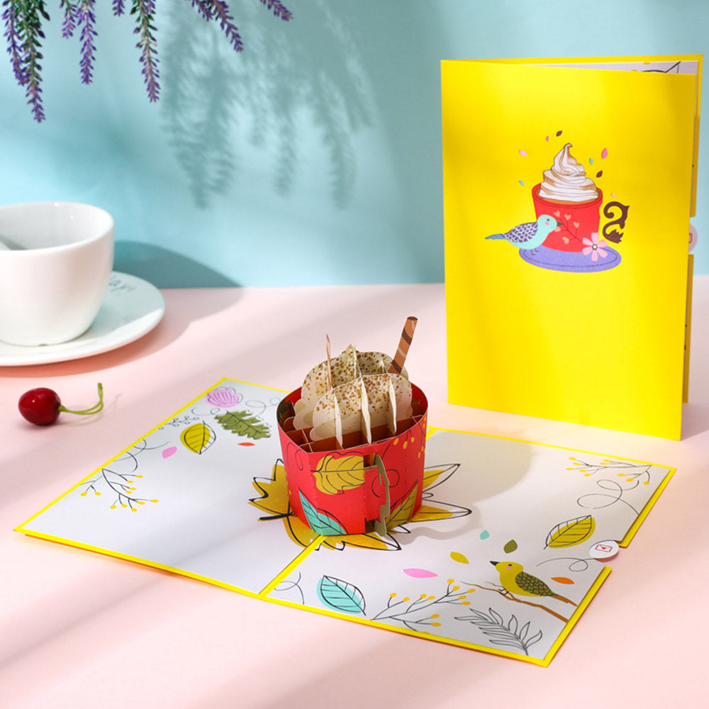 Creative 3D Pop-Up Card Red Dessert Pop Up Greeting Card