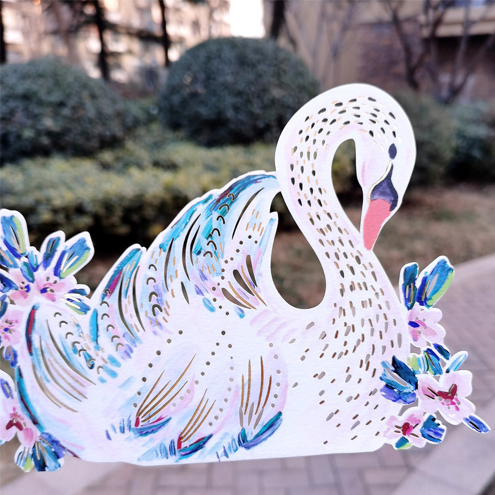 Creative 3D Pop-Up Birthday Card Swan Pop Up Greeting Card