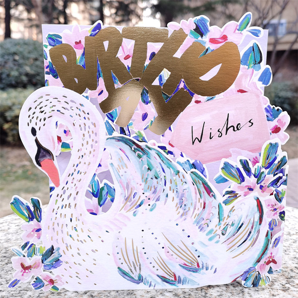 Creative 3D Pop-Up Birthday Card Swan Pop Up Greeting Card