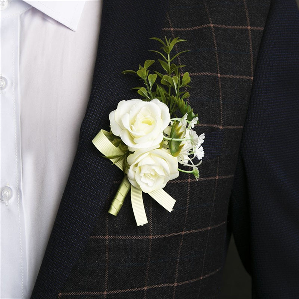 Wedding Boutonnieres Faux Silk Groom's Corsage Best Man's Corsage