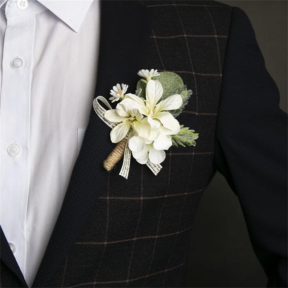 Wedding Boutonnieres Faux Silk Groom's Corsage Best Man's Corsage