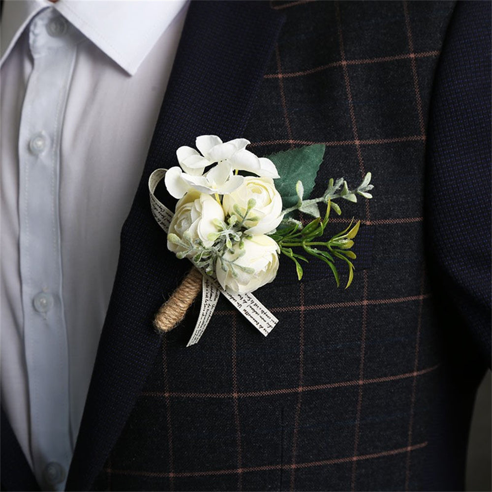 Wedding Boutonnieres Faux Silk Groom's Corsage Best Man's Corsage