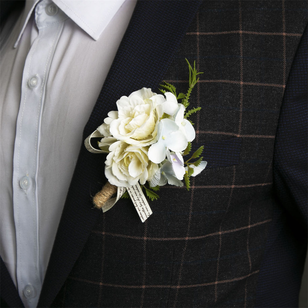 Wedding Boutonnieres Faux Silk Groom's Corsage Best Man's Corsage