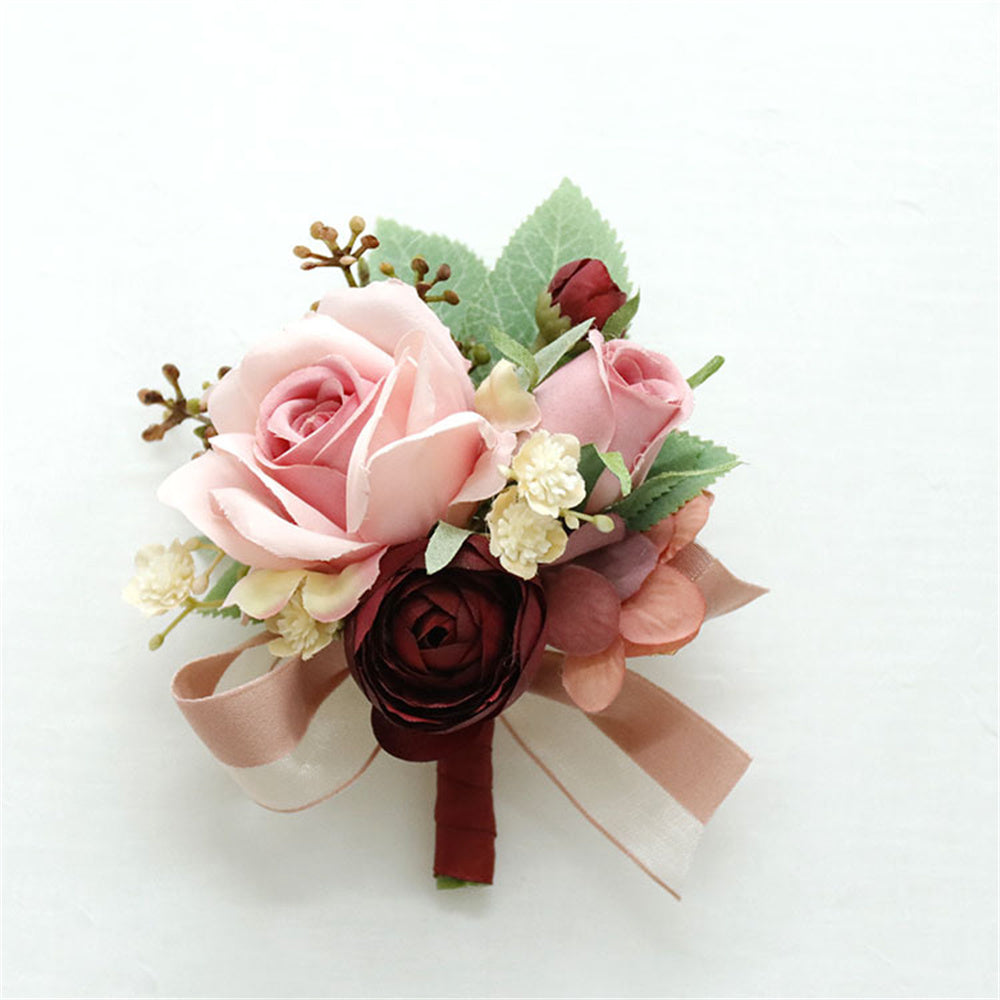 Realistic Wedding Boutonnieres Faux Silk Groom's Corsage Best Man's Corsage