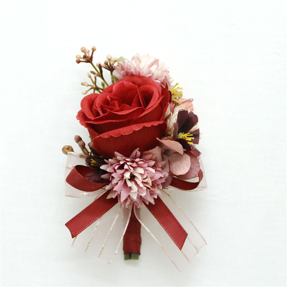 Realistic Wedding Boutonnieres Faux Silk Groom's Corsage Best Man's Corsage