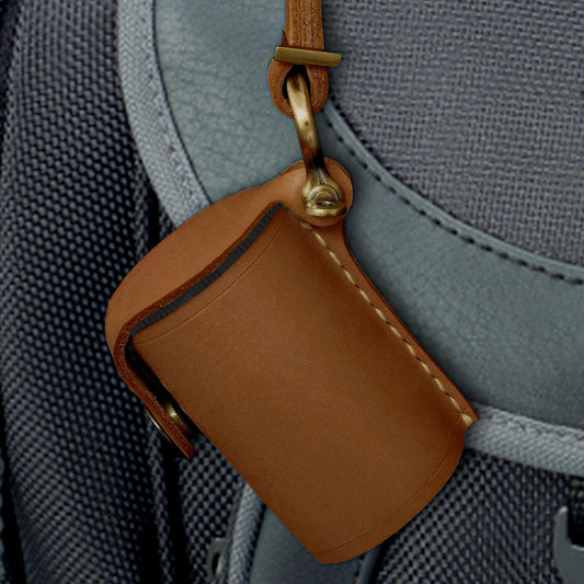 Brown Digital Camera Accessories Camera PU Leather Film Bottle Case Film Storage Holster Key Chain