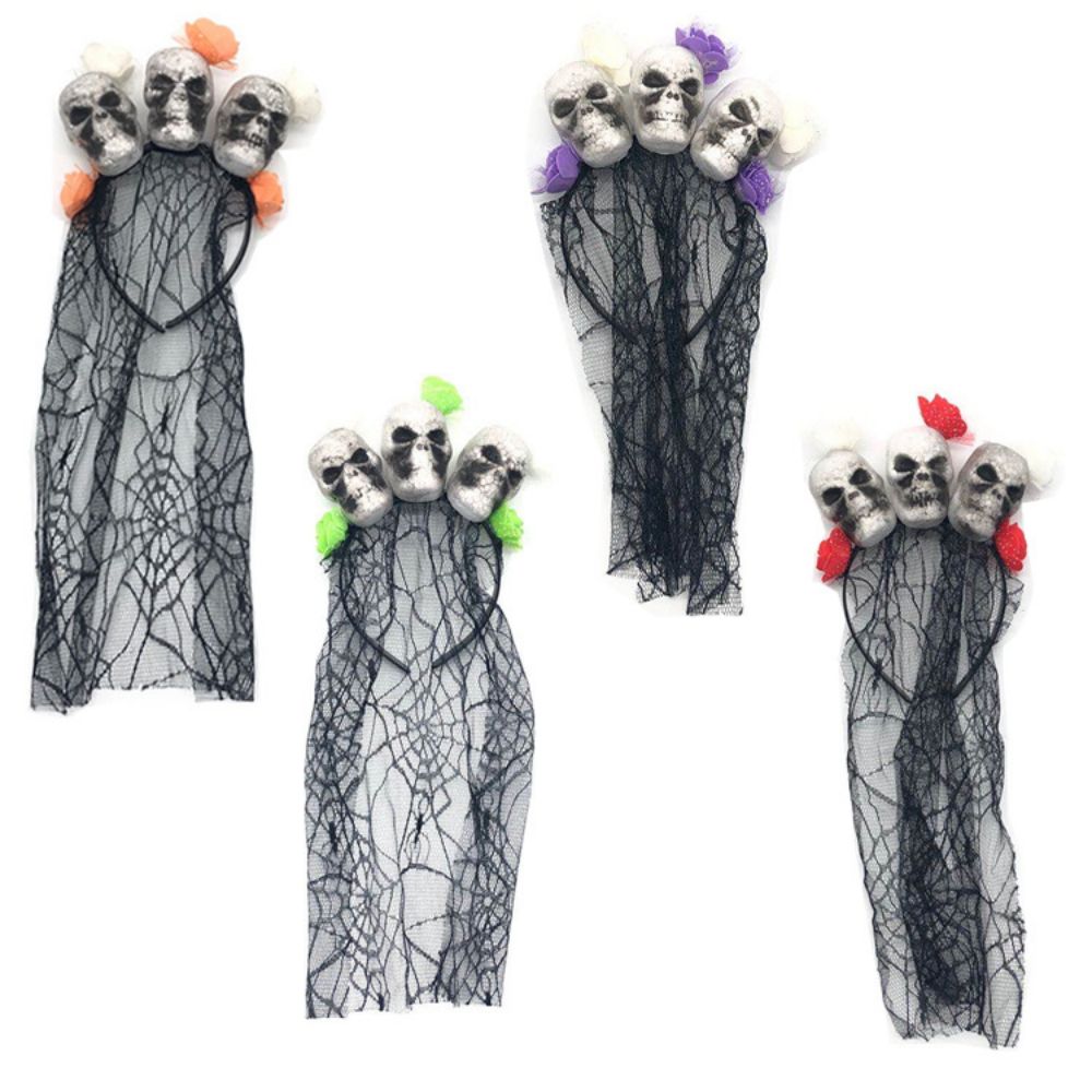 2 Pcs Halloween Headbands Skull Veil Headbands Masquerade Accessories