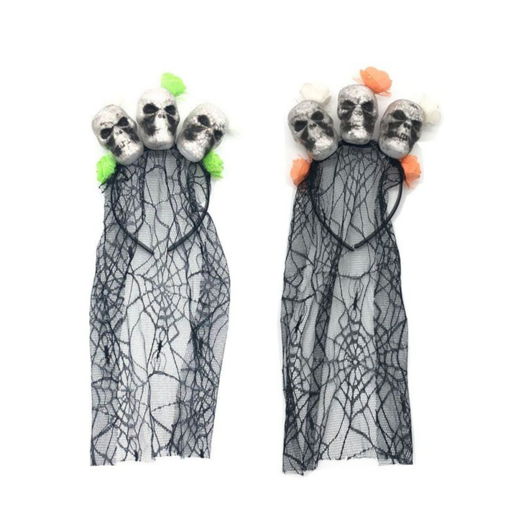 2 Pcs Halloween Headbands Skull Veil Headbands Masquerade Accessories