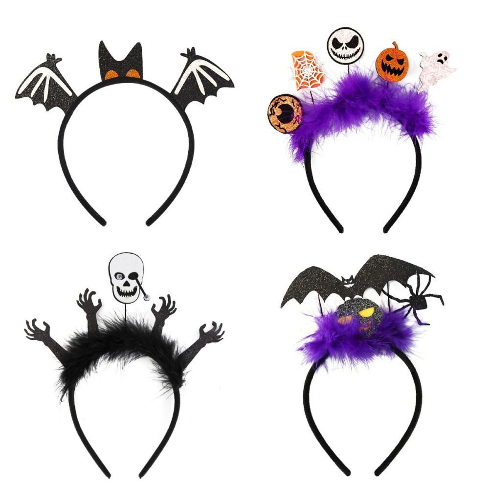 4 Pcs Halloween Headbands Halloween Hair Hoop Girls Head Wear Hair Accessories