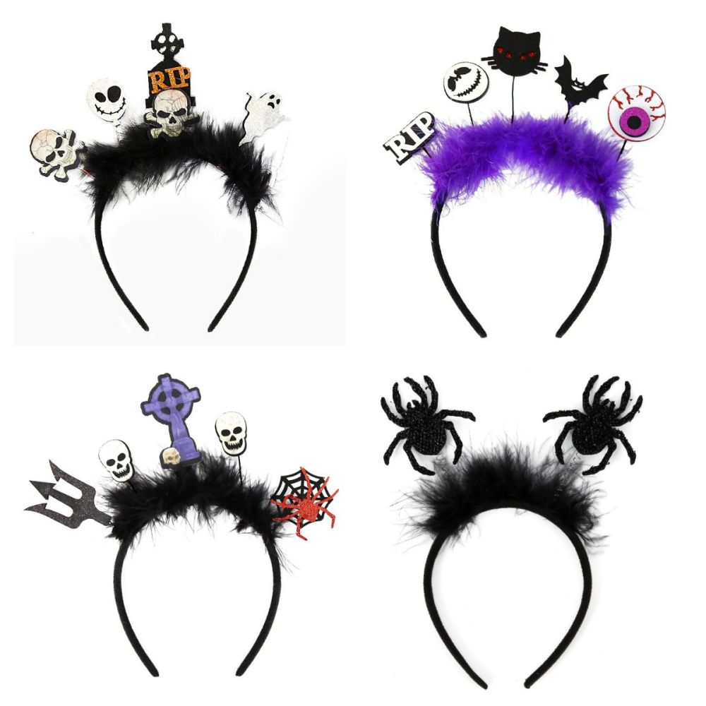 4 Pcs Halloween Headbands Halloween Hair Hoop Girls Head Wear Hair Accessories