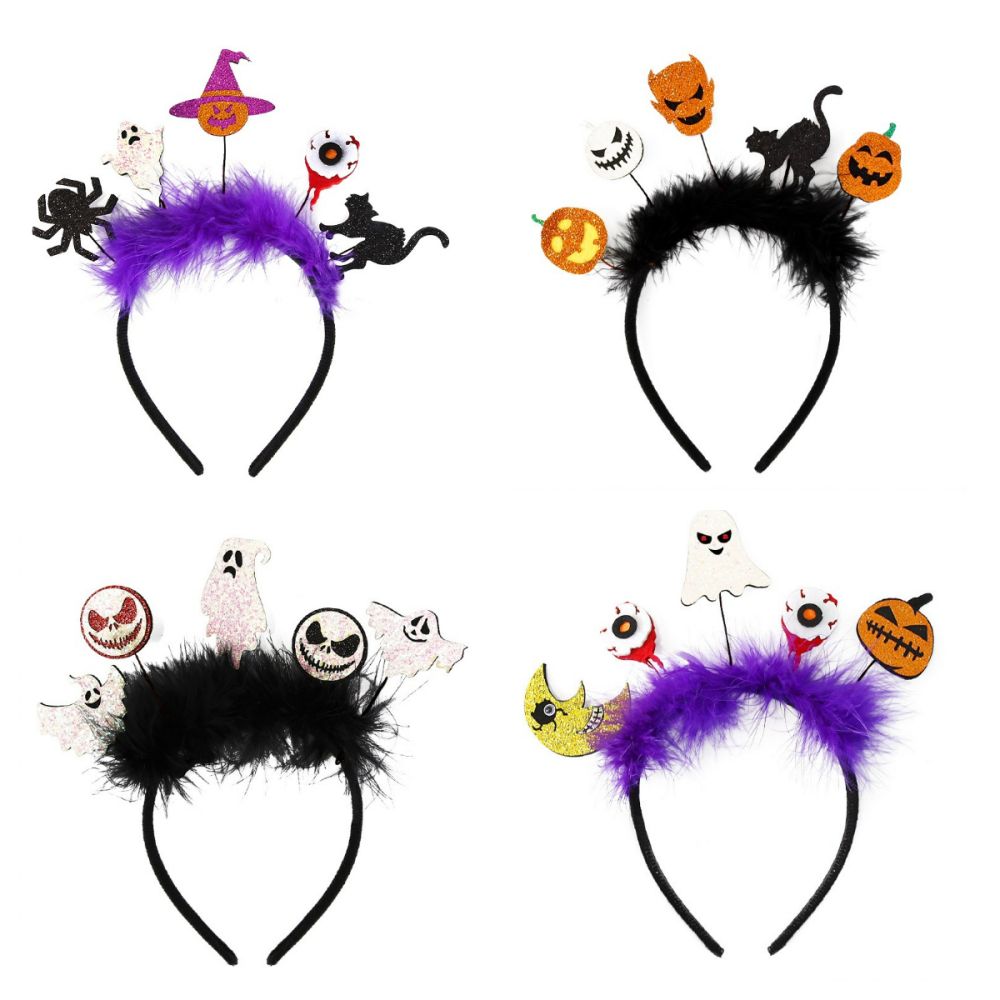 4 Pcs Halloween Headbands Halloween Hair Hoop Girls Head Wear Hair Accessories