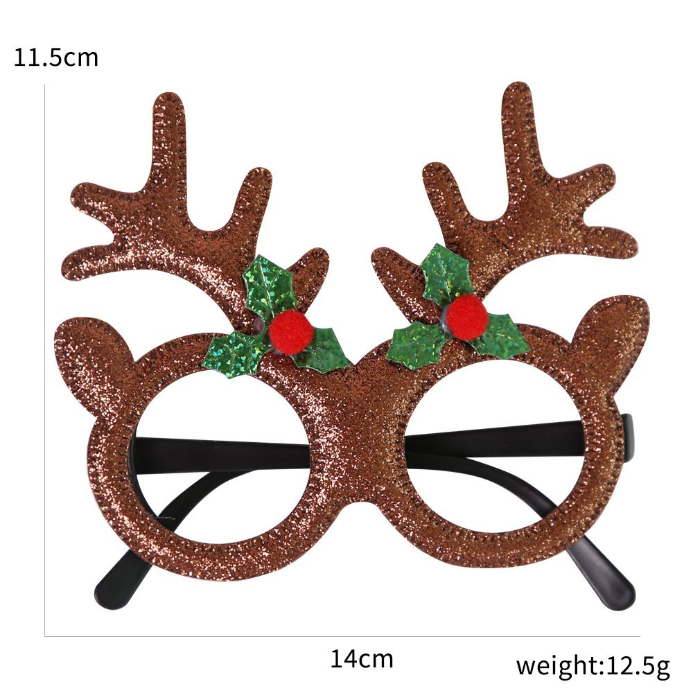 12 Pcs Christmas Glitter Glasses Frames Christmas Decoration Accessories Costume Eyeglasses for Christmas Party Supplies