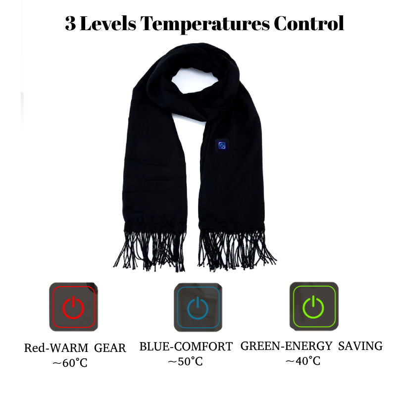 Heated Scarf USB Rechargeable Heated Scarf Tassels Scarfs for Pain Relief or Stiffness Relief