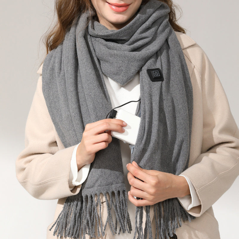 Heated Scarf USB Rechargeable Heated Scarf Tassels Scarfs for Pain Relief or Stiffness Relief