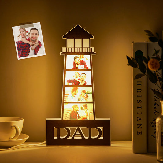 Personalized Photo Lighthouse Night Light LED Lamp - Unique Father's Day Gift