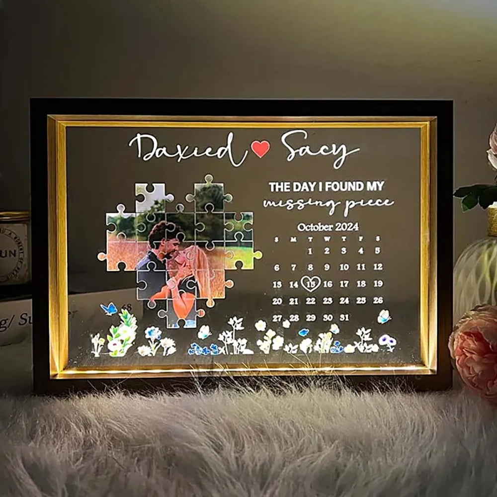 The Day I Found My Missing Piece Light Frame Personalized Gift Valentine's Day Gifts