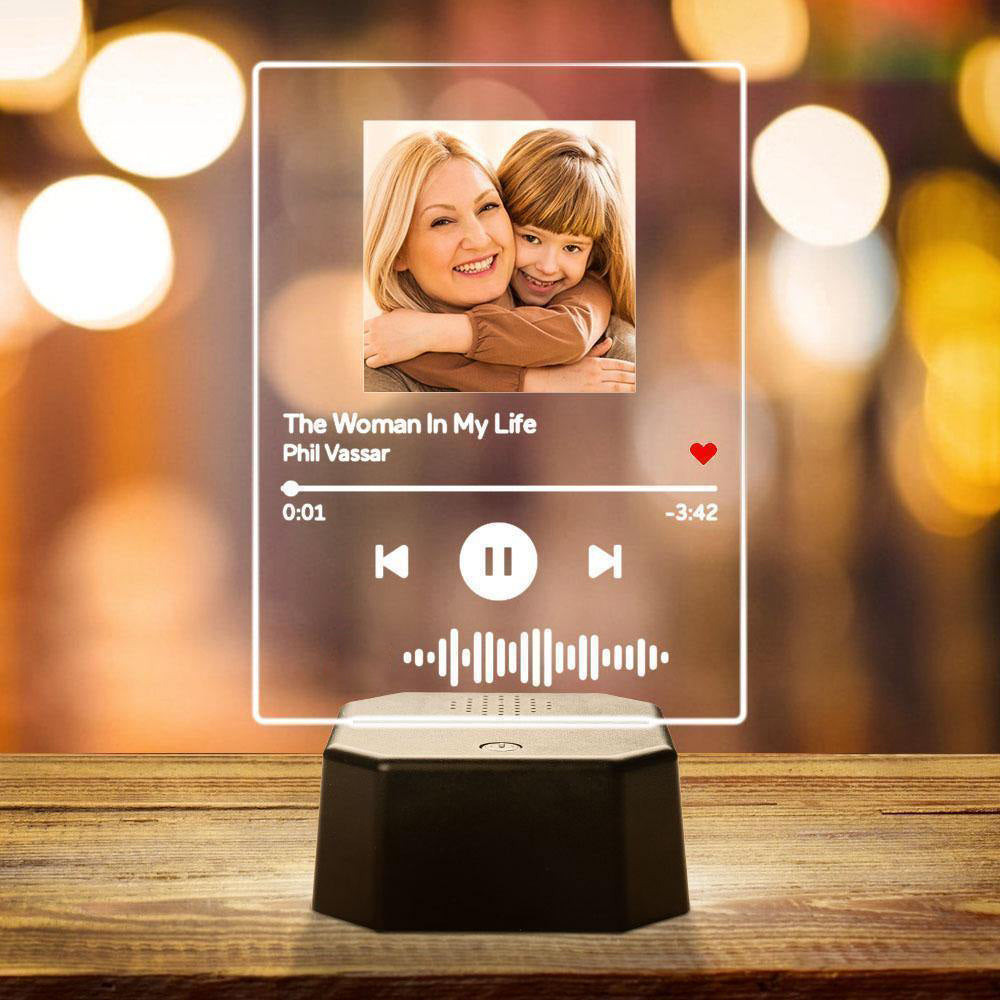 Custom Scannable Code LED Lamp Album Cover Plaque with Bluetooth Speaker Stand